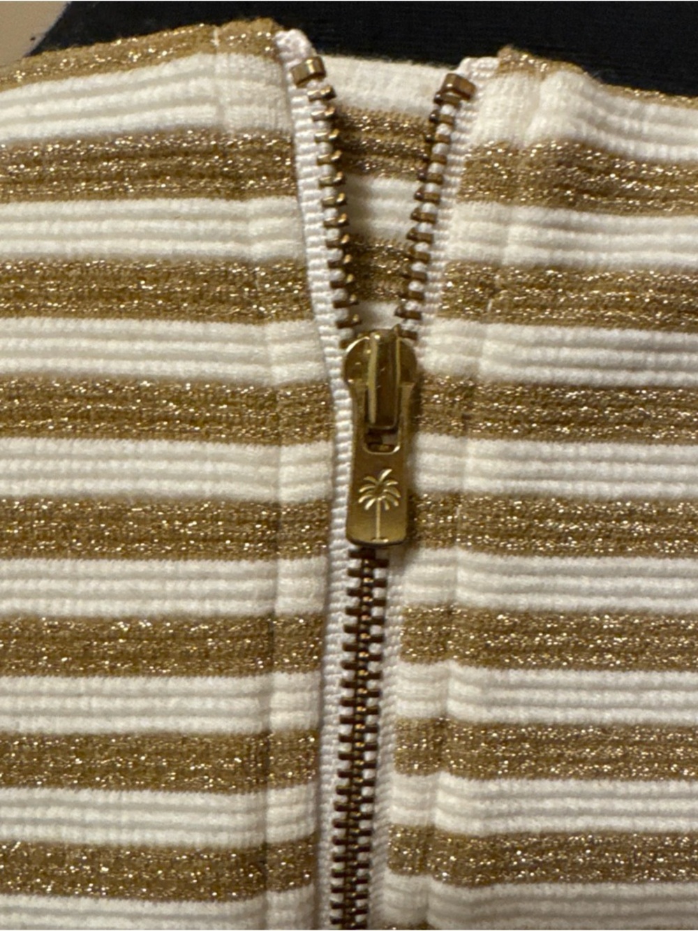 Lilly Pulitzer Gold and white Striped V-Notch Fit & Flare Midi Dress - Picture 5 of 6